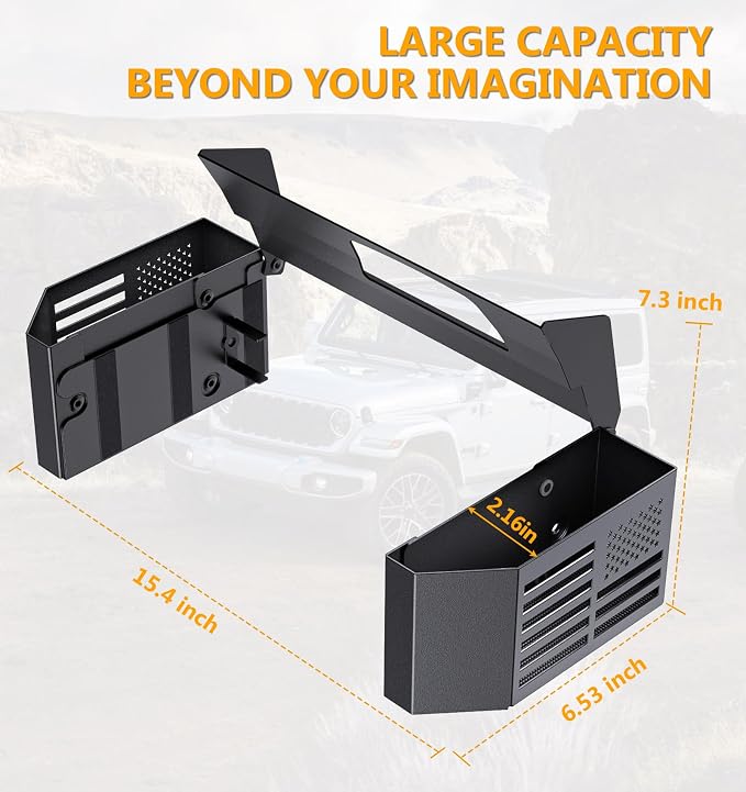 Eamplest Upgrade Magnetic Metal Gear Shift Center Console Organizer for Jeep Wrangler JL JLU 4XE 2018-2026 & Gladiator JT 2020-2026 Accessories Storage Box Tray, US Flag Log (Not for JK/JKU)