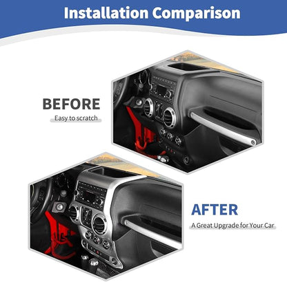 RT-TCZ for Jeep JK Silver Dash Accents Radio A/C Controls Cover Trim for Jeep Wrangler JK JKU 2011-2017 ABS Interior Accessories 2pcs