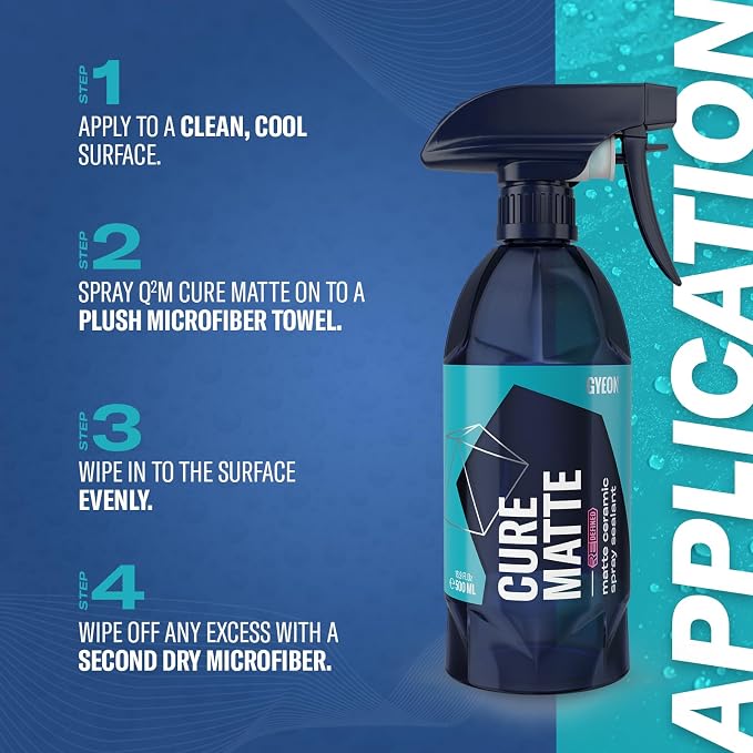 GYEON Cure Matte Redefined Hydrophobic Ceramic Spray Sealant for Matte Paint Vinyl PPF Vehicles with Silica Protection and Water Beading Long‑Lasting Matte Finish