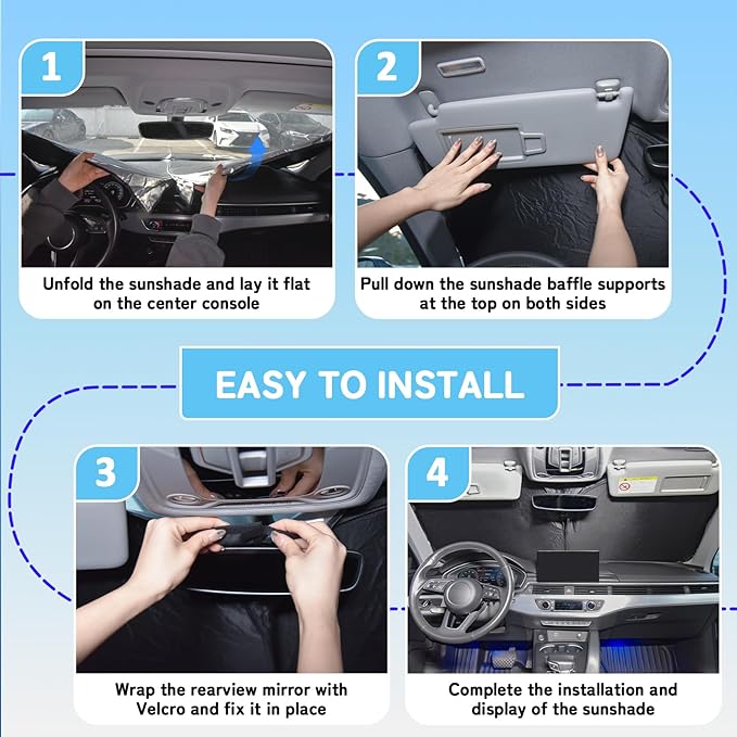 Custom Fit Windshield Sun Shade for Honda Civic 2016-2021, Blocks UV & Heat, Front Window Sunshade Accessories, Easy Fold & Store Keep Your Car Cooler