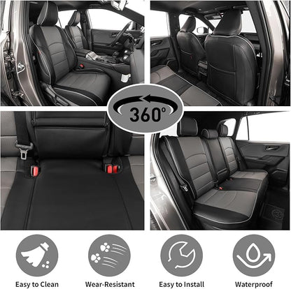 EKR Rav4 Seat Covers Custom Fit for Toyota Rav4 (Hybrid) LE/XLE Premium 2026,Waterproof Leather Car Seat Cover Full Set for SUV,Faux Leather(Black/Gray)