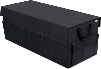 MIU COLOR Trunk Organizer with Lid, 72L Large Capacity Car Organizer, 12 Pockets with Non-Slip Bottom, Collapsible 3 Compartments Car Storage Organizer for Suv/Jeep/Sedan/Van/Grocery, Black