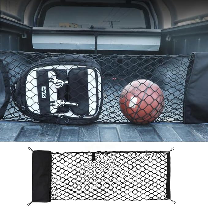 for Ford Maverick Envelope Style Truck Bed Cargo Net - Fits 2013-2024 2025 2026 Maverick Accessories Cargo Net for Pickup Truck Bed - Heavy Duty Carabiners