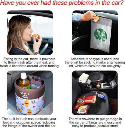 2PCS Car Trash Can with Lid, Mini Portable Auto Garbage Can, Small Leakproof Diamond Design Trash Dustbin, Waterproof Vehicle Rubbish Bins for Automotive Car, Home, Office, Kitchen, Bedroom (Black,2)