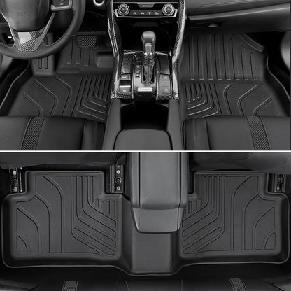 Floor Mats for Honda Civic 2016-2021, All Weather Floor Mats Trunk Cargo Liner and Door Sill Guards Accessories, Full Coverage Set (Fit Sedan Models)