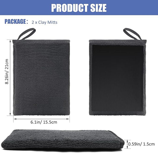 Windspeed 2Pack Clay Mitt, Microfiber Clay Bar Towel for Car Detailing, Medium Grade Bar Glove Auto Detailing (Grey)