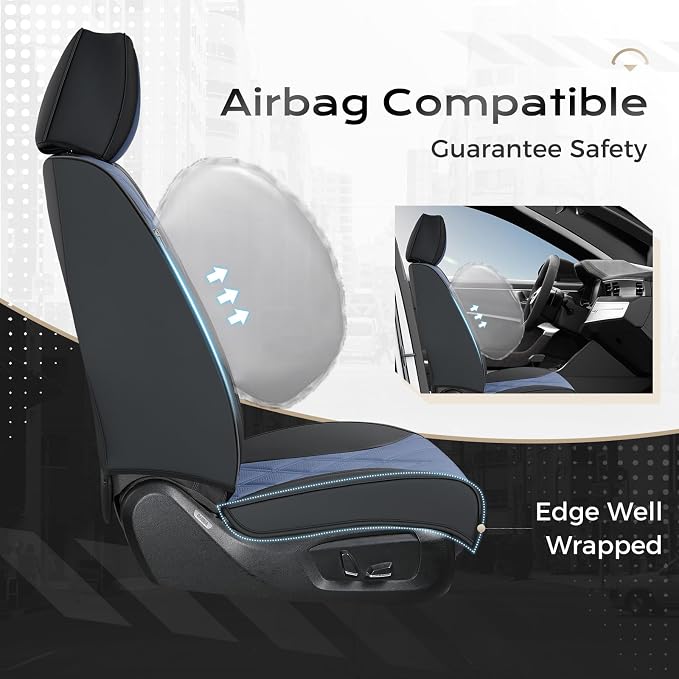 Coverado Car Seat Covers Full Set, Seat Covers for Cars, Front Seat Covers and Back Seat Cover Waterproof Leather Automotive Seat Cover, Universal Car Interior Protectors Cushion for Most Cars