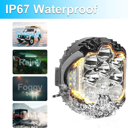 LIGBT 4PCS 7 Inch Amber Round LED Offroad Lights 90W Amber Yellow Off Road Light Fog Lights Driving lightsWaterproof Light Pods for Pickup Trucks 4x4 SUV ATV UTV