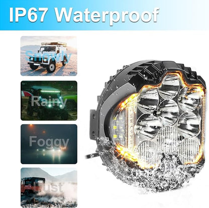 LIGBT 4PCS 5 Inch Round LED Offroad Light with DRL 90W LED Light Pods 270° Wide Range Super Bright White Side Shooter for Pickup Truck ATV UTV SUV