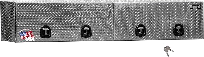 Buyers Products 1701770 Topsider Truck Tool Box, 18x16x96 Inch Diamond Tread Aluminum, Dual Flip-Up Doors, Locking Compression Latches, Weather Resistant, No-Drill Mount, Made in USA