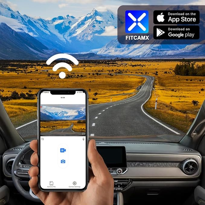 Fitcamx Front 4K+Rear 1080P Dash Cam Adapts for Chevy Colorado 2023-2026 with Auto-Dimming (3rd Gen), Integrated OEM Look, Dual HD Video, WiFi & APP, Loop Recording, G-Sensor, Easy to Set, 128GB Card