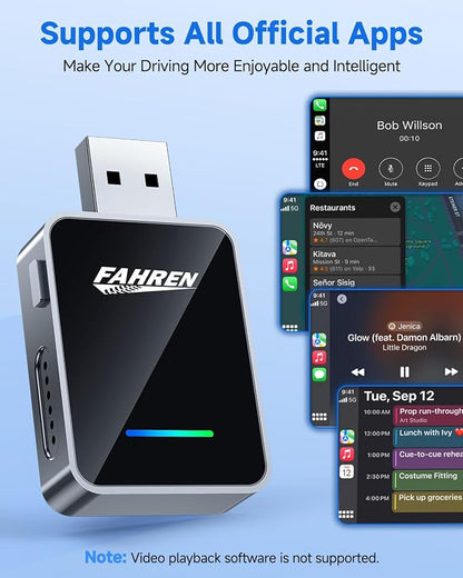Wireless CarPlay Adapter for iPhone, A Thoughtful Upgrade for Your Drive – One-Touch User Switching, Fast & Stable Connection, Compatible with iOS 12 and Android 11, Converts Wired to Wireless