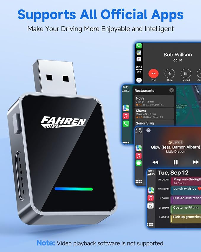 Simply Wireless CarPlay & Android Auto Adapter, One-Click User Switching, Converts Wired to Wireless, Plug & Play, Works with iOS 10+ and Android 11+, USB-A & USB-C