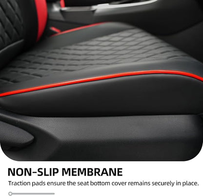 Lolcar Rav4 Seat Covers for Toyota RAV4 2019 2020 2021 2022 2023 2024 2025 LE,XLE,XLE Premium,Limited,Car Seat Cover for Trucks SUV,Leather Seat Cushion Full Set,Faux Leather (Black red Grid)