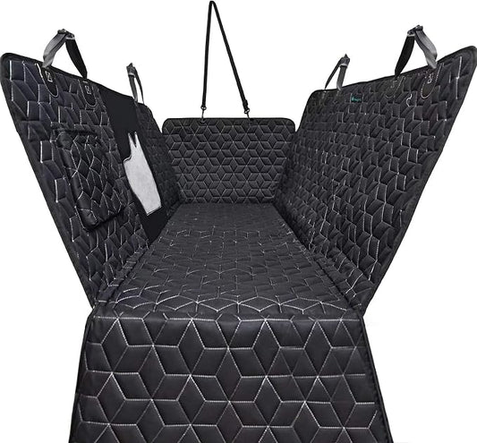 Meginc Dog Car Seat Cover for Back Seat, 54" Waterproof Dog Car Hammock with Mesh Window and Side Flaps, 600D Oxford Fabric Pet Seat Protector for Cars, SUVs & Mid-Size Trucks, Black