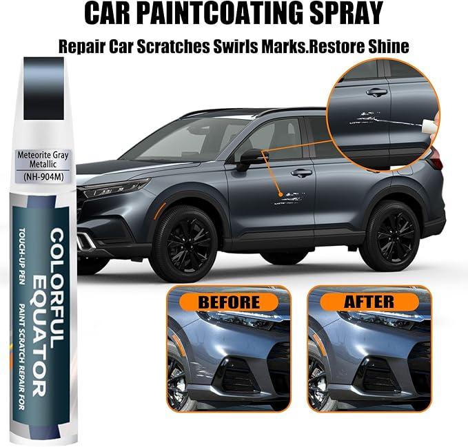 Meteorite Gray Metallic(NH-904M) Touch Up Paint Compatible with Honda, Car Paint Pen Scratch Repair Two-In-One Touch Up Paint, Premium Car Scratch Remover for Deep Scratches