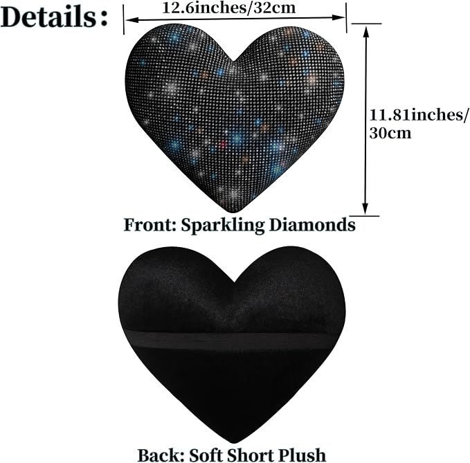 Car Headrest Neck Pillows Rhinestone Automobile Headrest Cover Car Headrest Neck Pillow for Driving with Bling Bling Crystal Car Accessories for Women, Girls and Ladies Black 2 Pieces