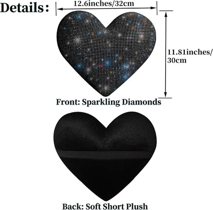 Car Headrest Neck Pillows Rhinestone Automobile Headrest Cover Car Headrest Neck Pillow for Driving with Bling Bling Crystal Car Accessories for Women, Girls and Ladies Black 2 Pieces