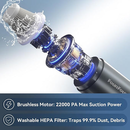 Handheld Vacuum Cordless, Portable Car Vacuum, High Power Cleaner for Pet Hair/Car/Home, Suction & Blow 2 in 1, 17-30 Min Run Time, Small Lightweight Gadget, Type-C Rechargeable