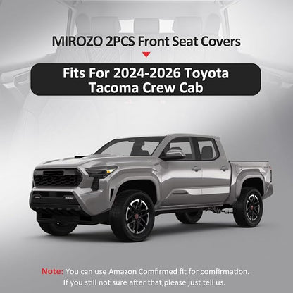 MIROZO Front Seat Covers for Tacoma,2PCS Leather Truck Seat Covers Waterproof Car Seat Covers Fits for 2024 2025 2026 Toyota Tacoma Crew Cab,Car Seat Protector Truck Tacoma (Black,2PCS Front)