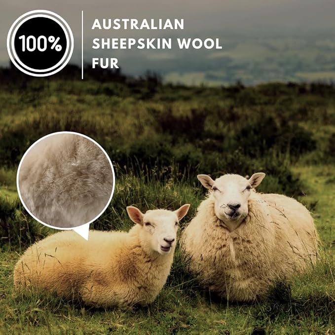 Andalus Brands Luxury Fluffy Car Steering Wheel Covers – Genuine Merino Sheepskin, Soft Fuzzy Car Steering Wheel Cover for Women, Universal 14.5-15" Size, Plush Fur Cute Auto Accessories, Pearl
