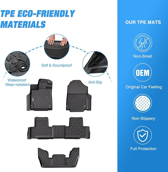Nilight TPE Floor Mats for Acura MDX 2022 2023 2024 2025 2026 All Weather Custom Fit Heavy Duty Floor Liners