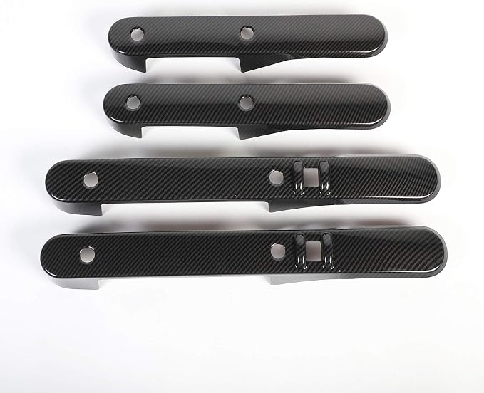 JeCar Car Inner Door Grab Handle Decor Frame Cover Trim for 2007-2010 Jeep Wrangler JKU 4-Door (Carbon Fiber Grain)