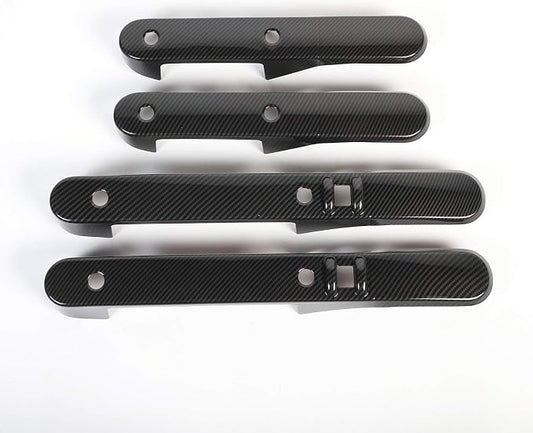 JeCar Car Inner Door Grab Handle Decor Frame Cover Trim for 2007-2010 Jeep Wrangler JKU 4-Door (Carbon Fiber Grain)