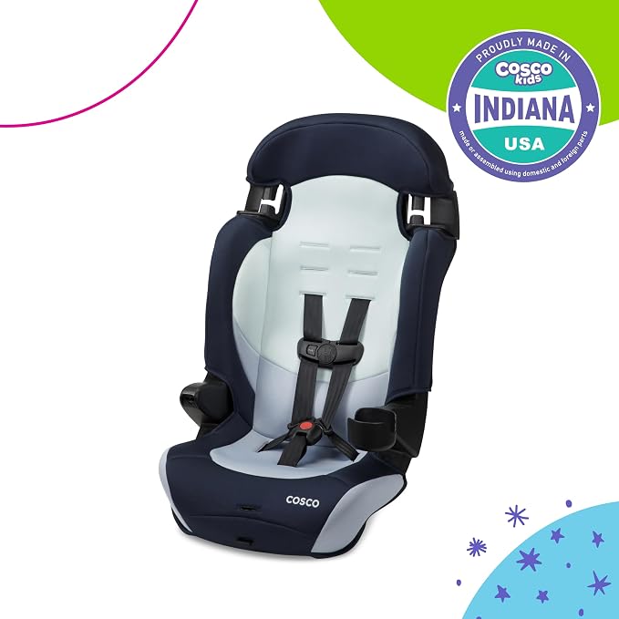 Cosco Kids Finale DX 2-in-1 Booster Car Seat, Forward Facing Toddler Car Seat (40-65 lbs) and Belt Positioning High Back Booster (40-100 lbs), Dusk