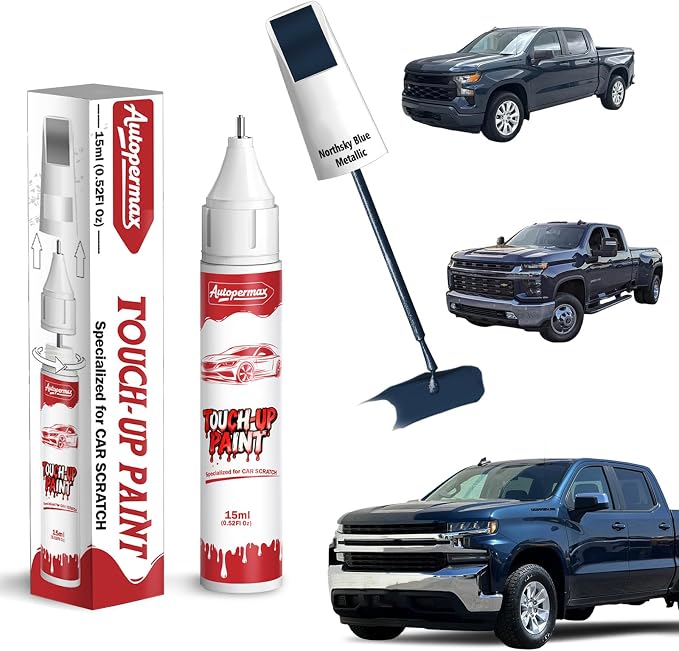 GA0/WA619D Northsky Blue Metallic Car Touch Up Paint for Chevrolet, Color Accurate Two-In-One Car Paint Scratch Repair Pen, Professional Scratch Remover for Vehicles Chips and Nicks Scuff