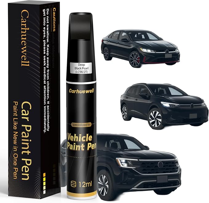 (LC9X/2T Deep Black Pearl Touch Up Paint Compatible with Volkswagen, Exact Match Car Paint Pen Automotive Scratch Repair Remover Kit Quick & Easy Solution for Vehicle Chips and Nicks