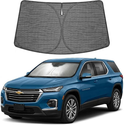 Proadsy Windshield Sun Shade Custom Fit Chevrolet Traverse 2024-2026 Ice Crystal Black Front Window Sunshade UV and Heat Blocker Foldable Visor Keeps Car Cooler for Summer Parking and Daily Use