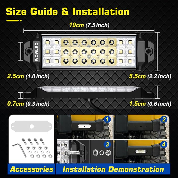 2 Pack Flush Mount LED Pod Lights, 7.5 Inch 40W Bumper Backup Reverse Spot Flood Combo Waterproof Off-Road Driving, LED Light Bar for SUV Truck ATV UTV Boat 12V 24V