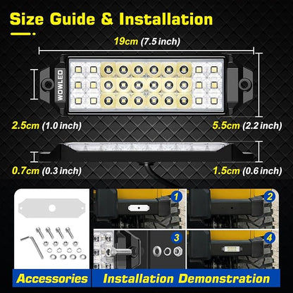 2 Pack Flush Mount LED Pod Lights, 7.5 Inch 40W Bumper Backup Reverse Spot Flood Combo Waterproof Off-Road Driving, LED Light Bar for SUV Truck ATV UTV Boat 12V 24V