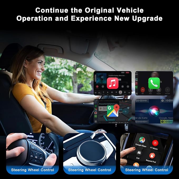 4-in-1 Ai Box Carplay 2026 Wireless CarPlay Adapter 4K HDMI Out to TV/PC/Car, Dual 5G WiFi Split Screen, Plug & Play for OEM Wired CarPlay/Android Auto Cars