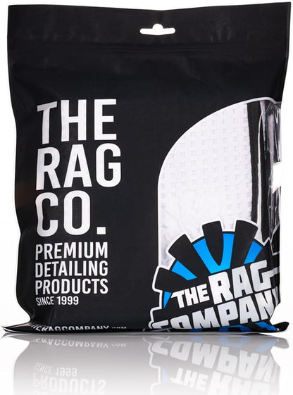 The Rag Company - Dry Me A River, Professional Korean 70/30 Blend Microfiber Waffle-Weave Drying & Detailing Towels, Soft Suede Edges, 390 GSM, 16x24 Inches, White, 3-Pack