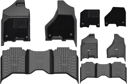 3W Floor Mats & Front Carpet Fit for 2013-2018 Dodge Ram 1500/2500/3500 Crew Cab, 2019-2024 Dodge Ram 1500 Classic Crew Cab All Weather TPE Custom Fit Floor Liner for 1500 Full Set Car Mats