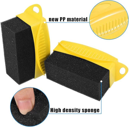 BESULEN 2 Pcs Tire Contour Dressing Applicator, Car Wheel Dressing Shine Sponge with Lid, Polishing Sponge Wax Buffing Pads for Auto, Foam Brush with Cover, Automotive Cleaning Accessories (Yellow)