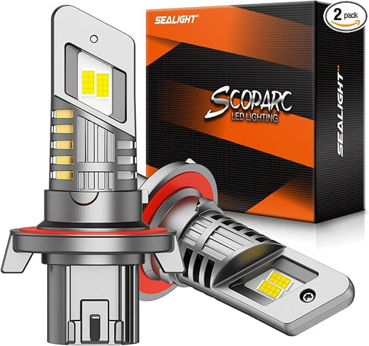 SEALIGHT S1-Pro H13/9008 Fog & Light Bulbs, 40000LM 6500K White H13 Lights, 1600FT Beam, IP67 Waterproof with Fan, 2-Pack for ATV/SUV