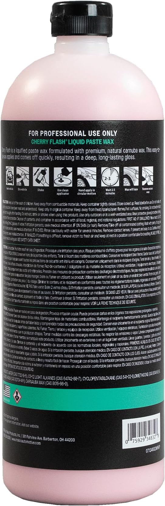 Malco Cherry Flash Automotive Liquid Paste Wax – Protect & Shine Your Vehicle/Easiest Way to Hand Wax Your Car/Lasting Gloss & Protection For Cars, Trucks, Boats and Motorcycles / 32 Oz. (124832)