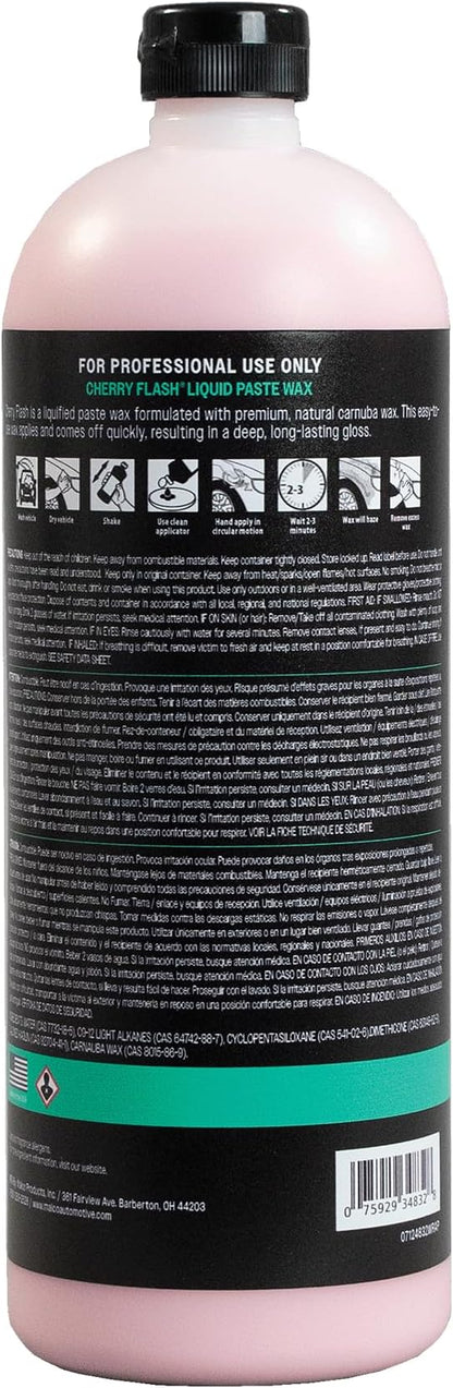 Malco Cherry Flash Automotive Liquid Paste Wax – Protect & Shine Your Vehicle/Easiest Way to Hand Wax Your Car/Lasting Gloss & Protection For Cars, Trucks, Boats and Motorcycles / 32 Oz. (124832)
