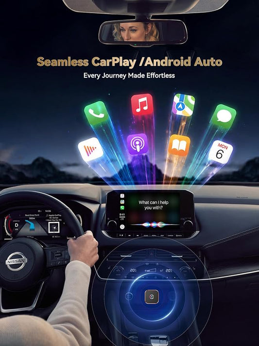 2026 Wireless CarPlay & Android Auto Adapter, 2-in-1 Mini Adapter for iPhone & Android, for USB-A/USB-C, Plug & Play, Fast Reconnect, Low Latency, Works with Most Cars with Wired CarPlay/Android Auto
