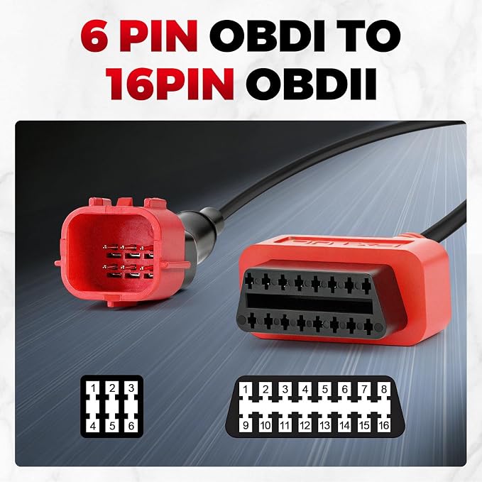 OBD2 Diagnostic Cable Adapter 16-Pin to 6-pin Compatible with M3 Motorcycle Diagnostic Tool, OBDII Generation IV 6P for Honda Kawasaki Yamaha Suzuki EUROV Motorcycles