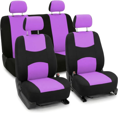 FH Group Automotive Seat Covers Flat Cloth Full Set Purple Car Seat Covers, Rear Solid Bench Universal Fit and Car Seat Protector for Vans Cars Trucks and SUV Interior Accessories