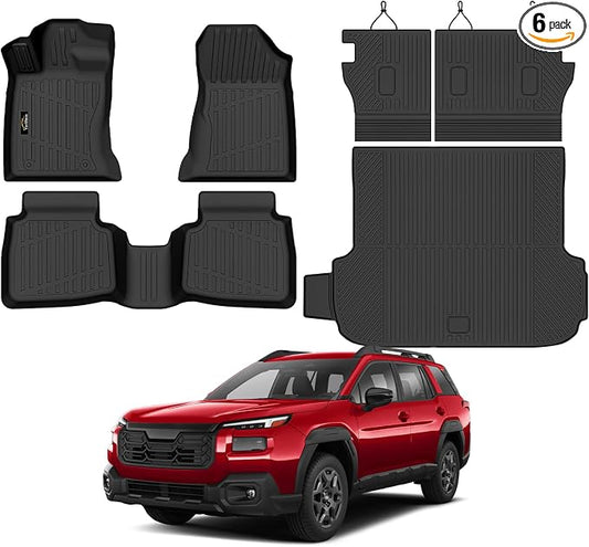 Floor Mats Custom for Subaru Outback 2026 Trunk Mat with Backrest Mat All Weather TPE Full Set Liners Cargo Protector for Outback 2026 Accessories, Black