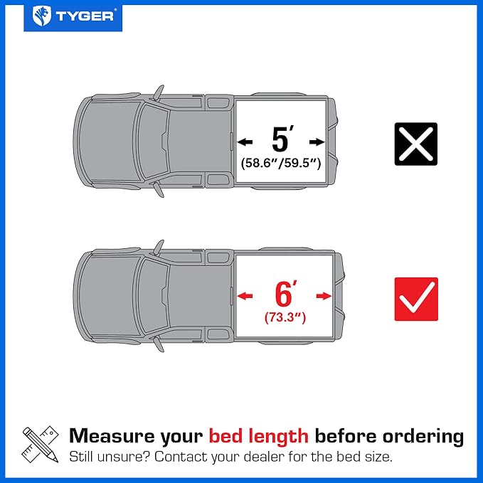 Tyger Auto T3X Soft Tri-Fold in Fabric Truck Bed Tonneau Cover Compatible with 2022-2026 Nissan Frontier | 6' (73") Bed | TG-BC3N1058X