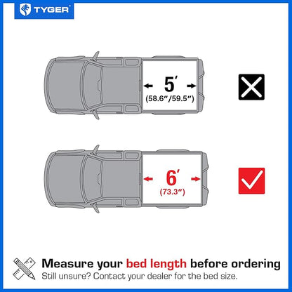 Tyger Auto T1X Soft Roll-Up in Fabric Truck Bed Tonneau Cover Compatible with 2022-2026 Nissan Frontier | 6' (73") Bed | TG-BC1N9058X
