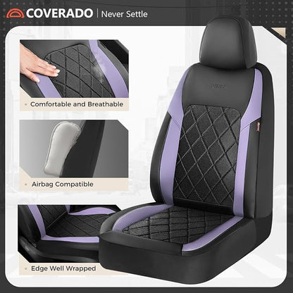 Coverado Car Seat Covers, Front Seat Covers, 2 Front Automotive Seat Cover, Mesh Breathable Seat Protectors, Universal Fit for Most Cars