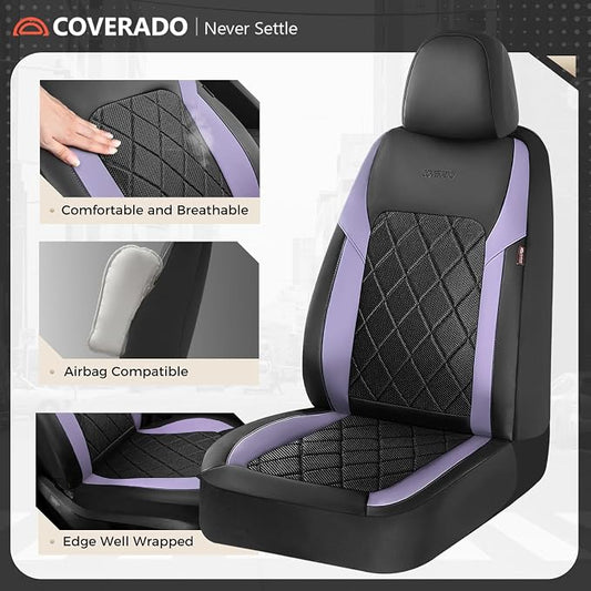 Coverado Car Seat Covers, Front Seat Covers, 2 Front Automotive Seat Cover, Mesh Breathable Seat Protectors, Universal Fit for Most Cars