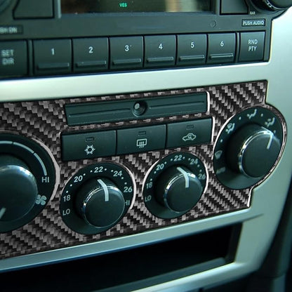 Real Quality Carbon Fiber Decor Car A/C Switch Frame Decal Climate Control Sticker Compatible with Dodge Charger 2008 2009 2010 Interior Accessories Trim Style B Black